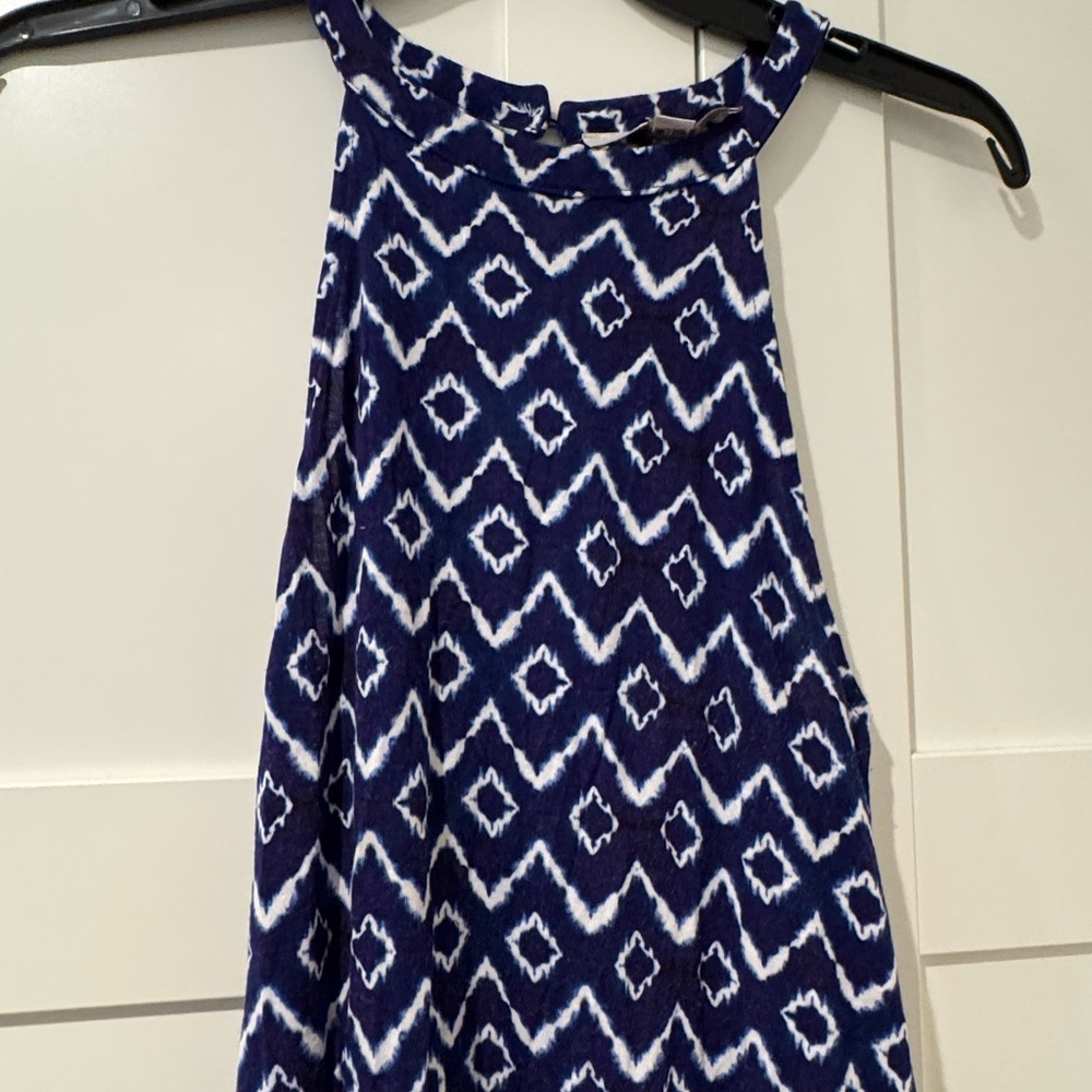Loft Navy Batik Patterned Halter Swing Dress; Sma… - image 4